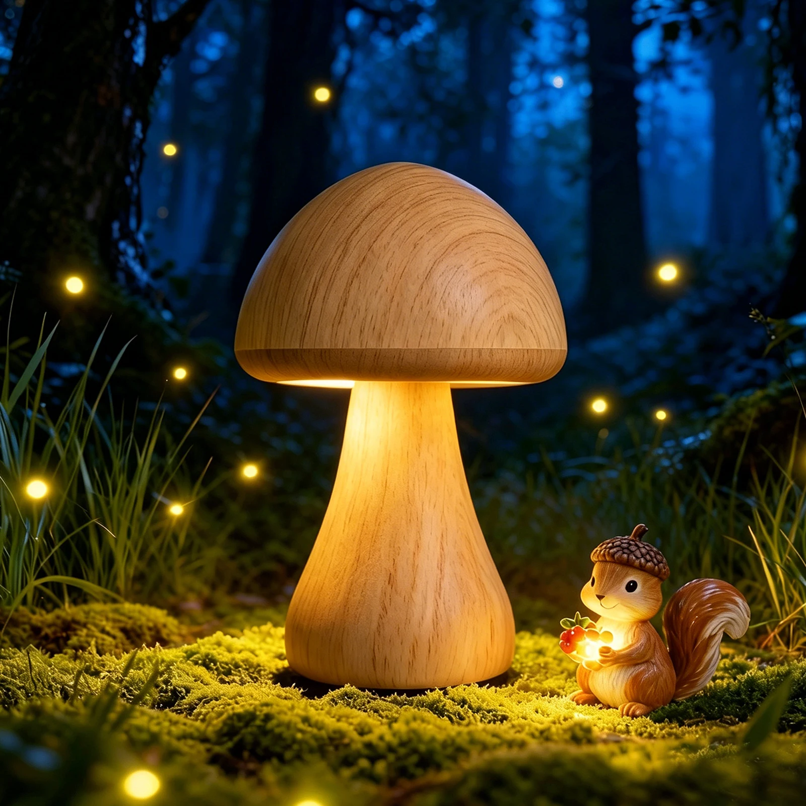 

Wooden Texture Mushroom Lamp 3 Lighting Modes Touch Switch Sleep Night Light for Bedroom Decor