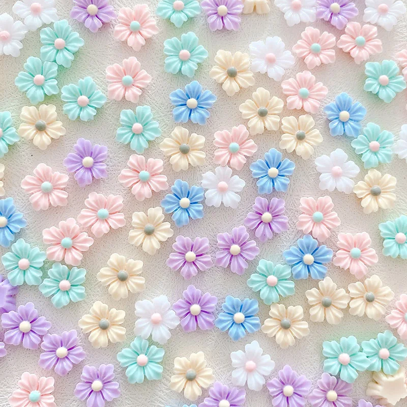 50PCS Resin 3D Luminous Flower Nail Charms Macaron-colored Morning Glory Petals Nail Art Decoration Accessories for manicure DIY
