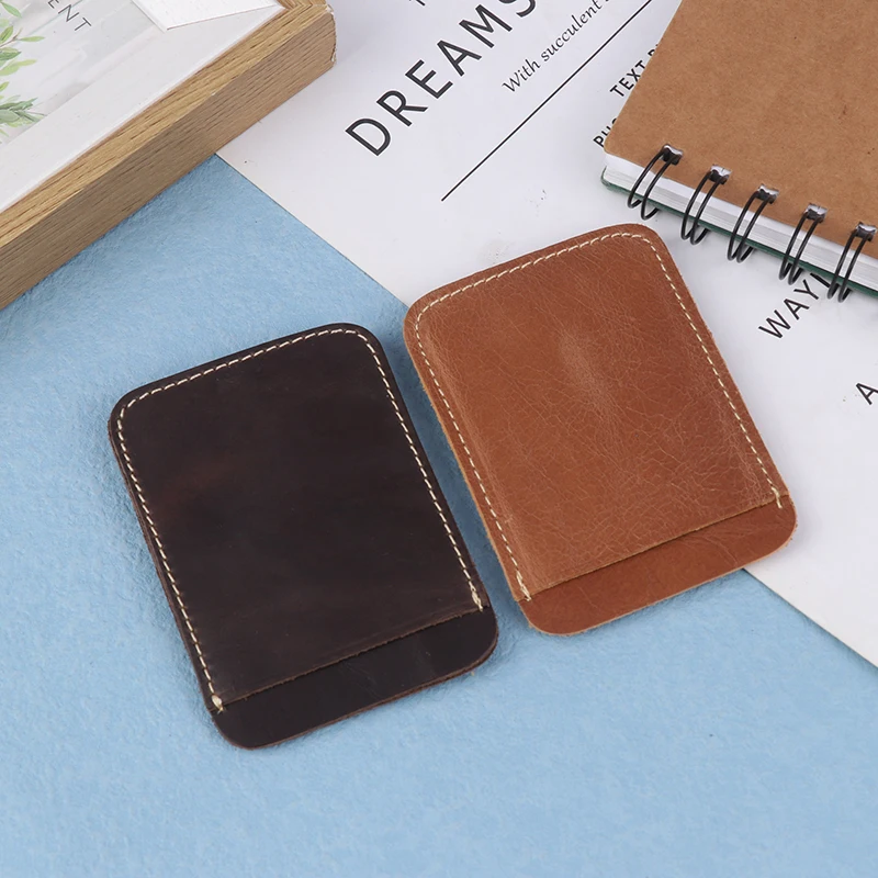 Thin Leather Money Clip Mini Wallet Men Credit Card Slot Slim Bills Metal Cash Clamp For Man Small Billfold Holder