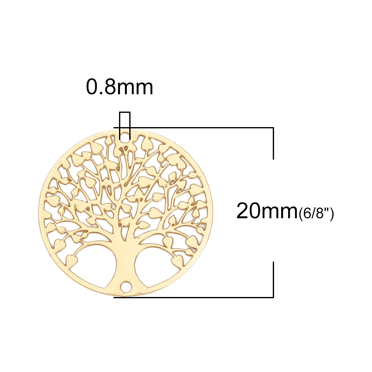 DoreenBeads Iron/Copper Alloy Filigree Stamping Connectors Round Gold Color Tree/Flower Making Jewelry Findings 20mm Dia, 10PCs