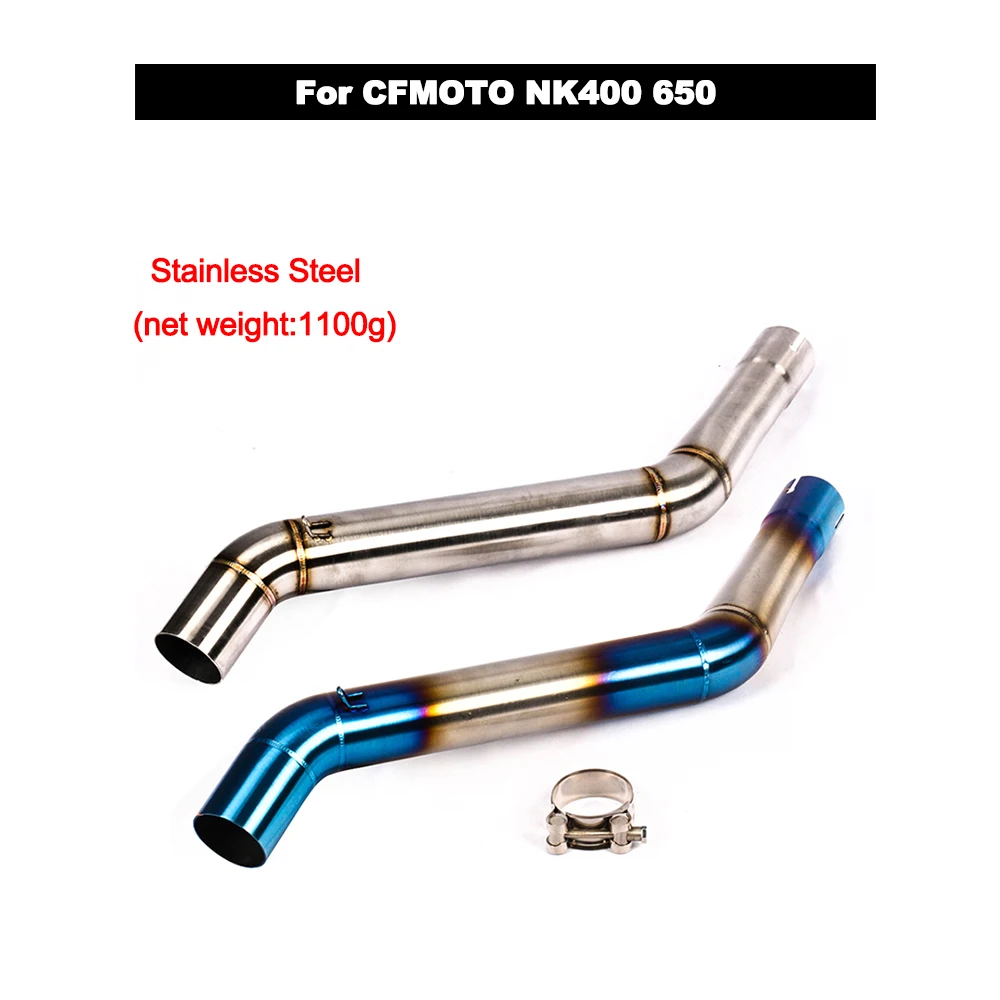 

Motorcycle Exhaust Escape System Stainless Steel Muffler Middle Link Pipe Slip On For CFMOTO NK400 650