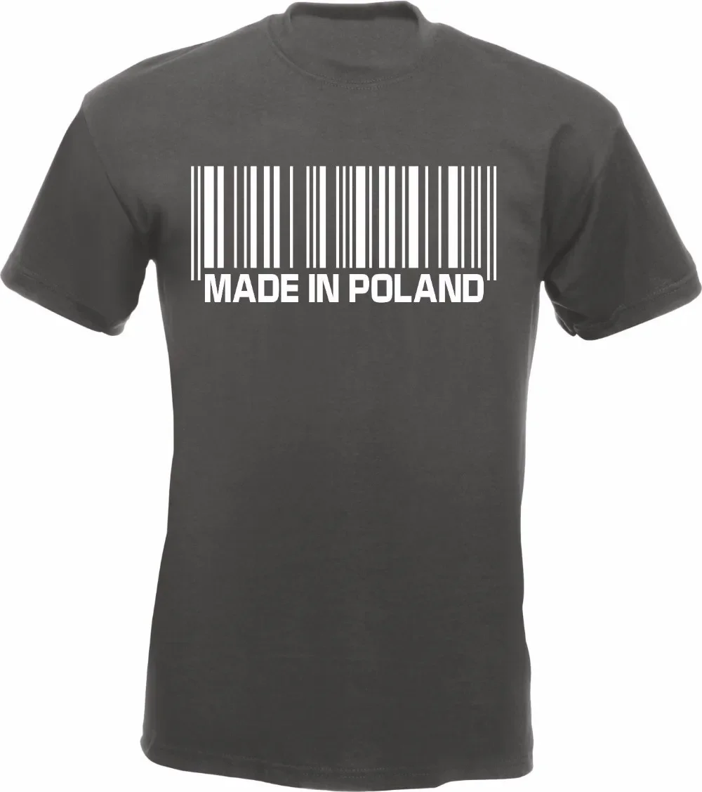 Summer  100% Cotton Cheap T Shirt Designmade In Poland Barcode T-Shirt Polish Polska Support Pole Gift Funny skate Tee shirt