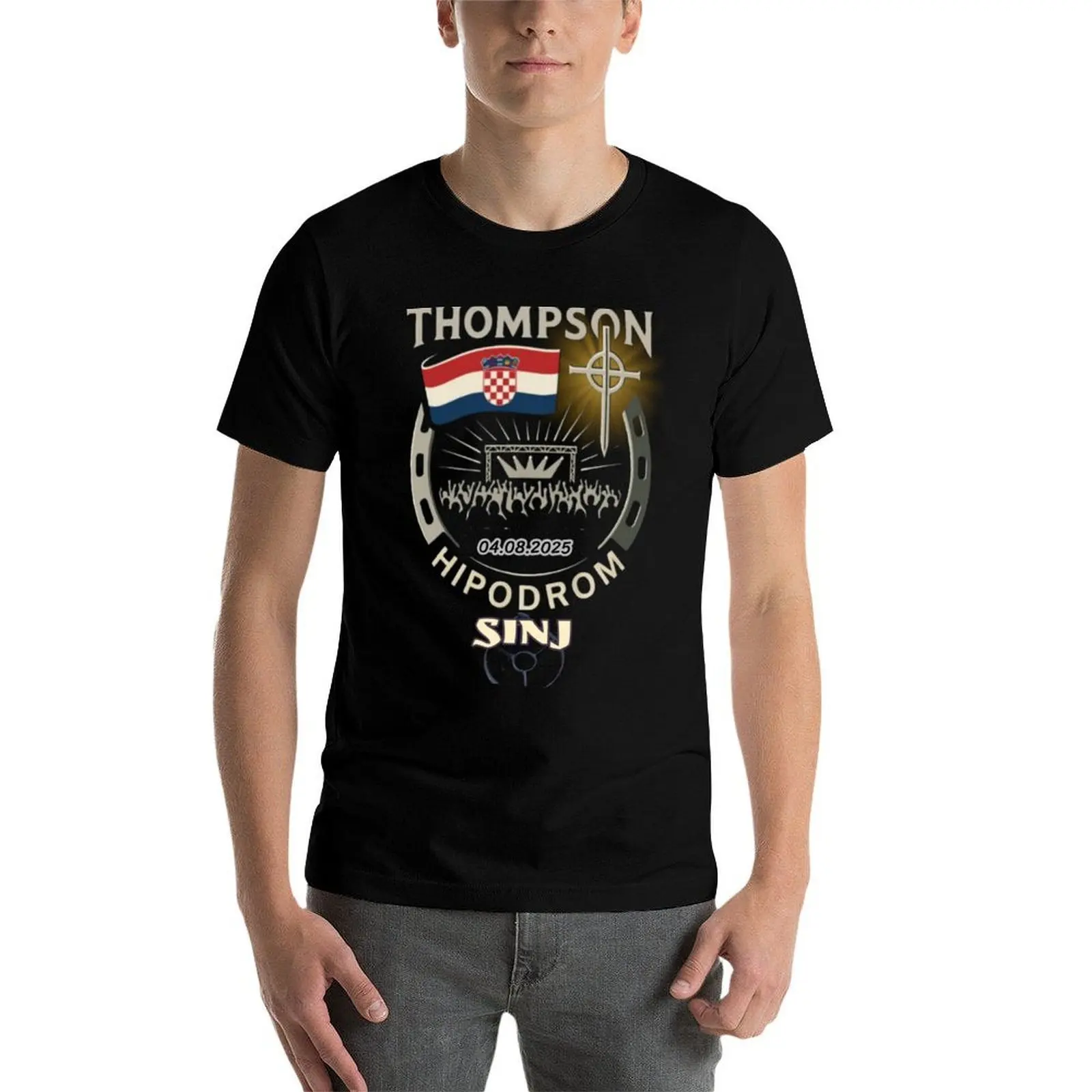 

THOMPSON SINJ HIPODROM 04.08.25 GOLD DESIGN T-Shirt t shirts for man graphic funny men t shirt cotton 100% T-Shirt