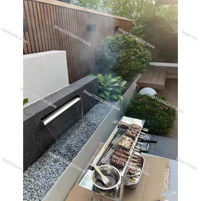 

Stainless Steel Waterfall Outlet, Fish Pond Water Curtain Landscaping Water Wall Landscape Sink Courtyard Outdoor Fountain