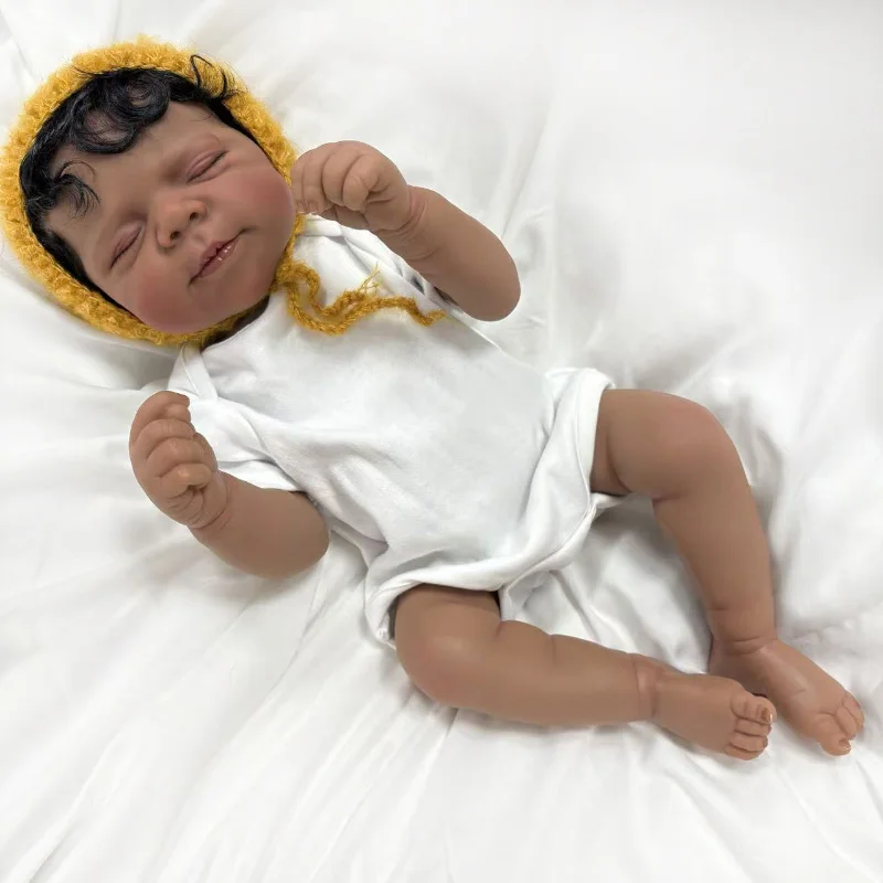 48cm Dark Skin Full Vinyl Body Reborn Doll Pascale 3D Skin Painted Visible Veins
