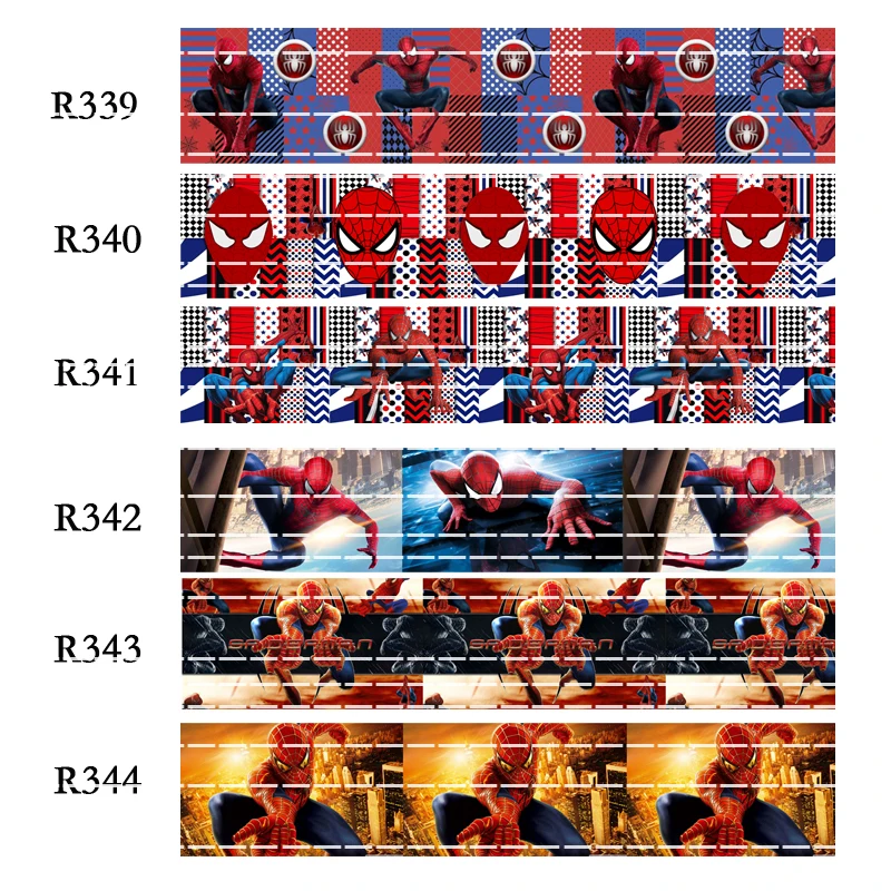 50 yard Cartoon hero character 7/8inch 1inch 1.5inch 2inch 3inch printed grosgrain spider man ribbon R344