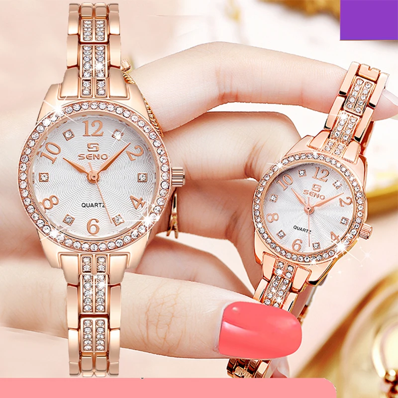 Hot Sale Alloy Fashion Watch Bracelet Waterproof Women's Watch Jewelry Buckle Quartz Ladies Watch Shinning Simulated Diamonds