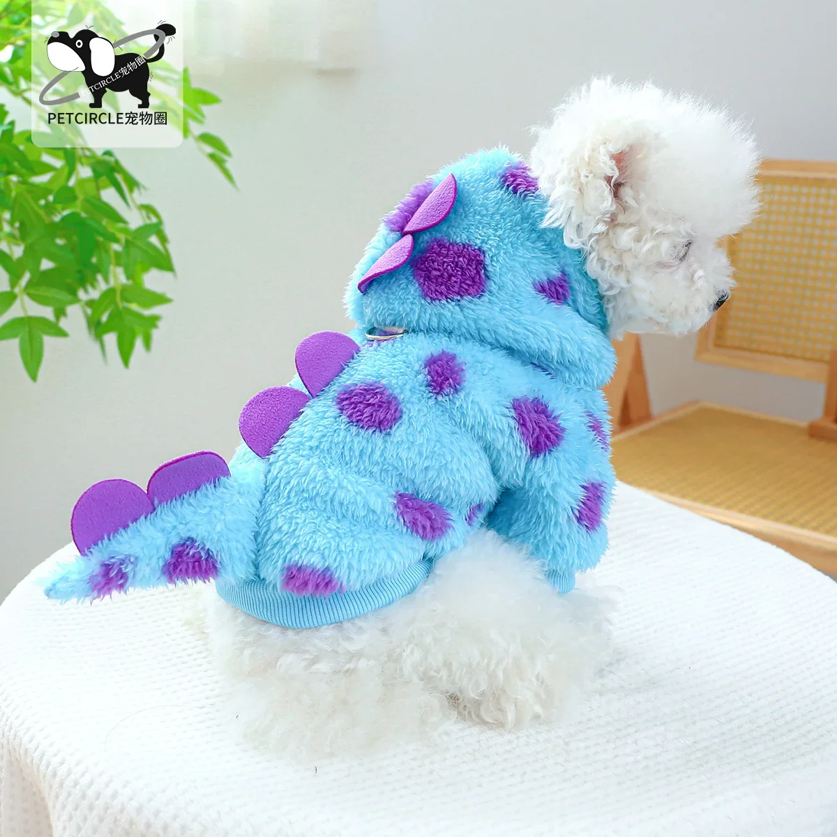 

Pet circle, dogs, cats, clothes with plush insulation, comfortable short style, flower dinosaur