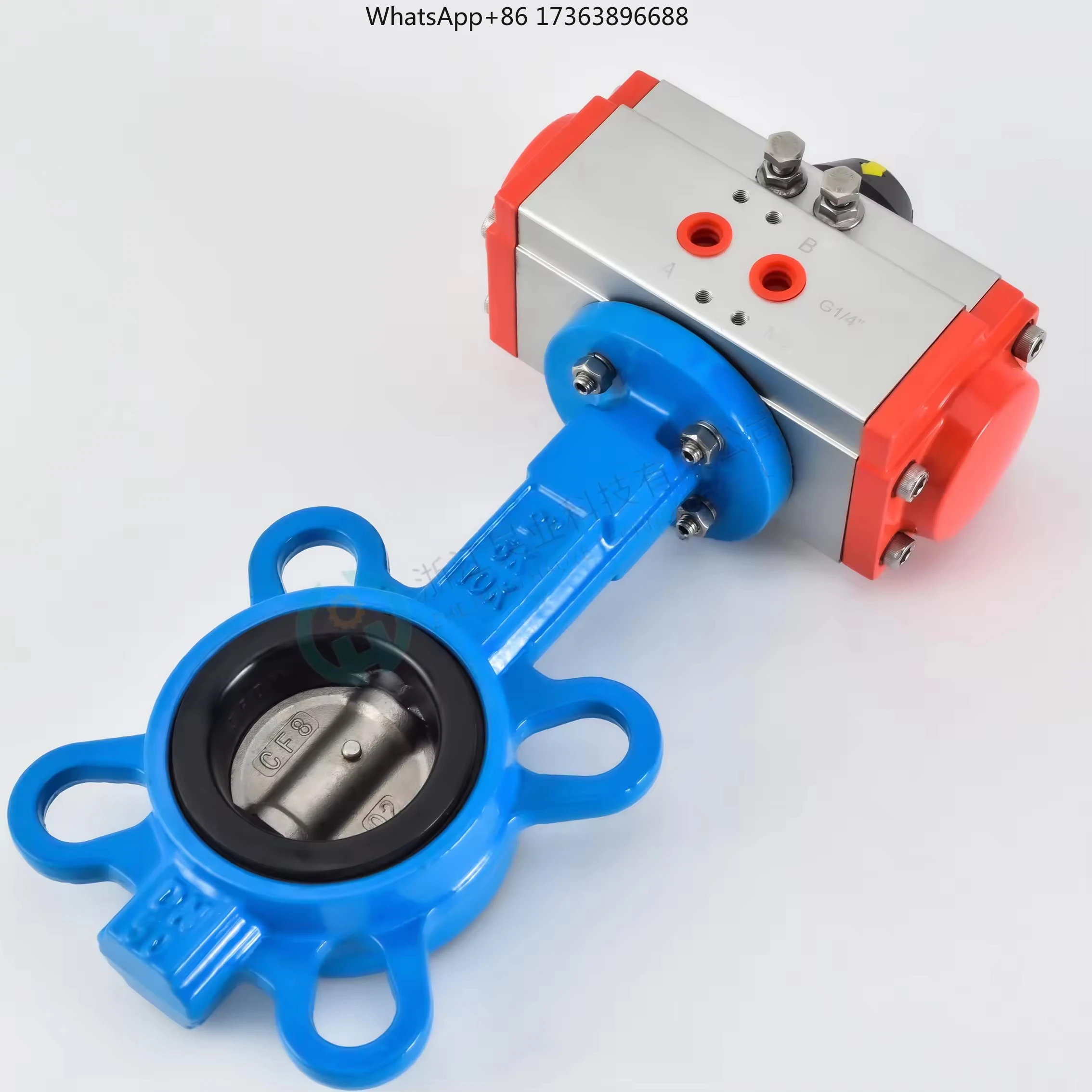 Acid Alkali Resistant Pneumatic Soft Seal DN400 High Temperature Ductile Iron Oil Water Gas Medium Wafer Butterfly Valve