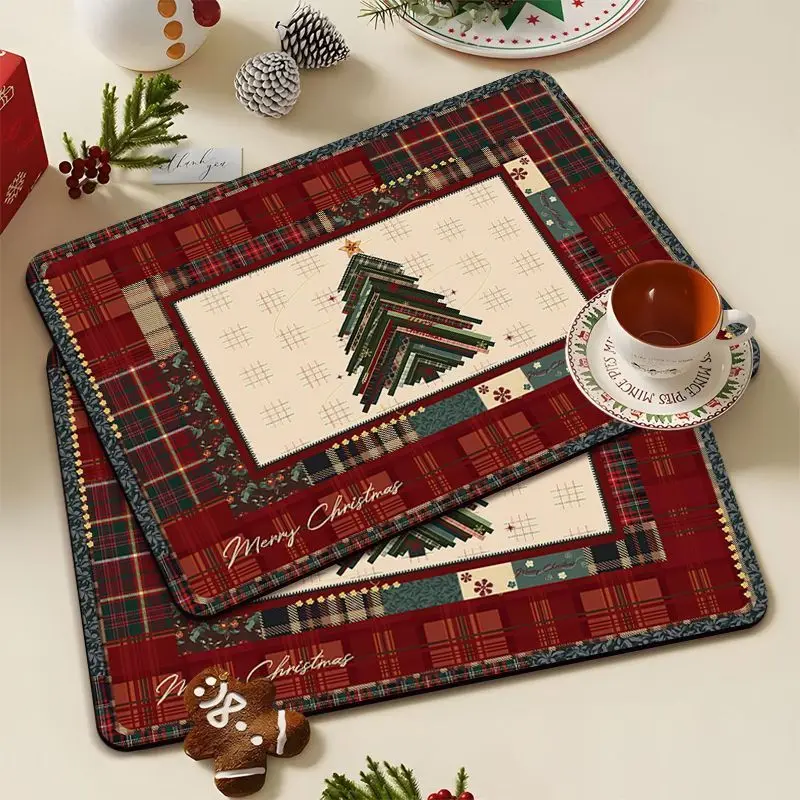 

Christmas Kitchen Water Absorbing Pad Insulation Drying Mats Carpet Non Slip Bowl Cup Mat Kitchen Table Decoration Accessories