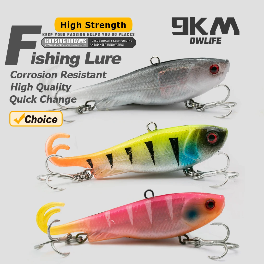 9KM Swimbaits cabezal anzuelos cola dividida triples agua dulce salada - imagen 5