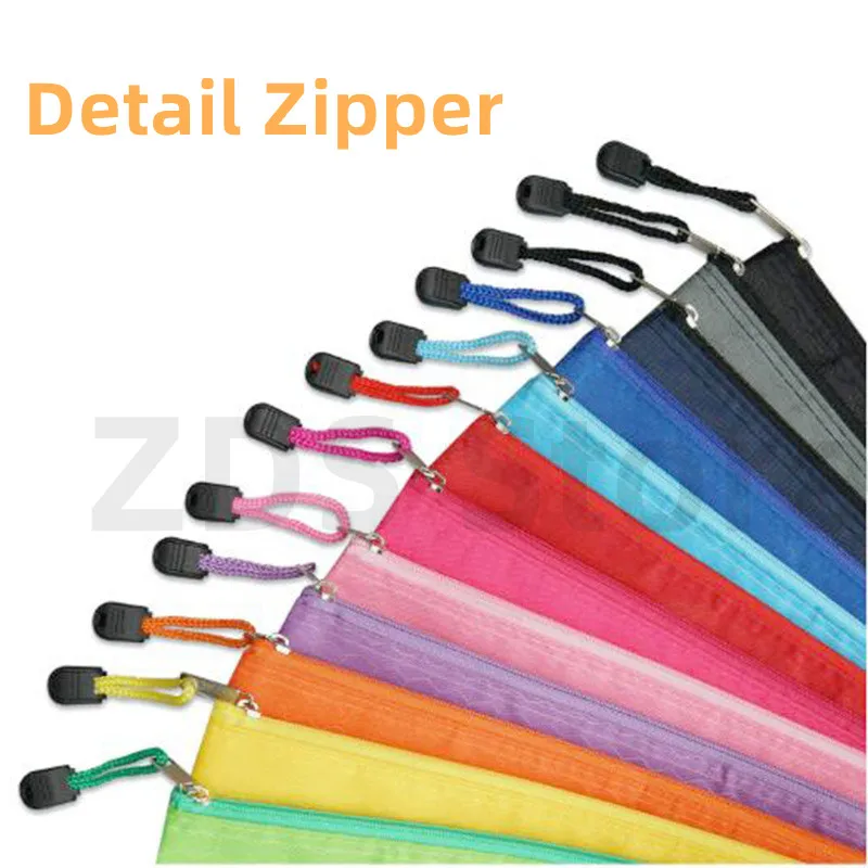 A4 10PCS File Bag Oxford Waterproof Zipper Data Folder For Documents Office Storage Organizer