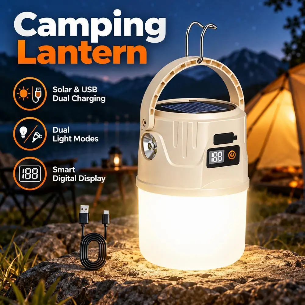 Outdoor Solar LED Camping Lights Portable Waterproof Emergency Lantern For Hiking Backpacking Tent Activities Dropshipping