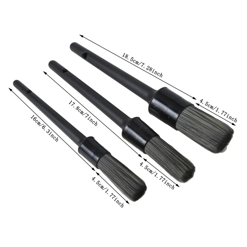 50Set 3Pcs/set Car Detailing Brush Soft Boars Hair Bristles Automotive Clean Interior Exterior Detail Cleaning Washing Brushes