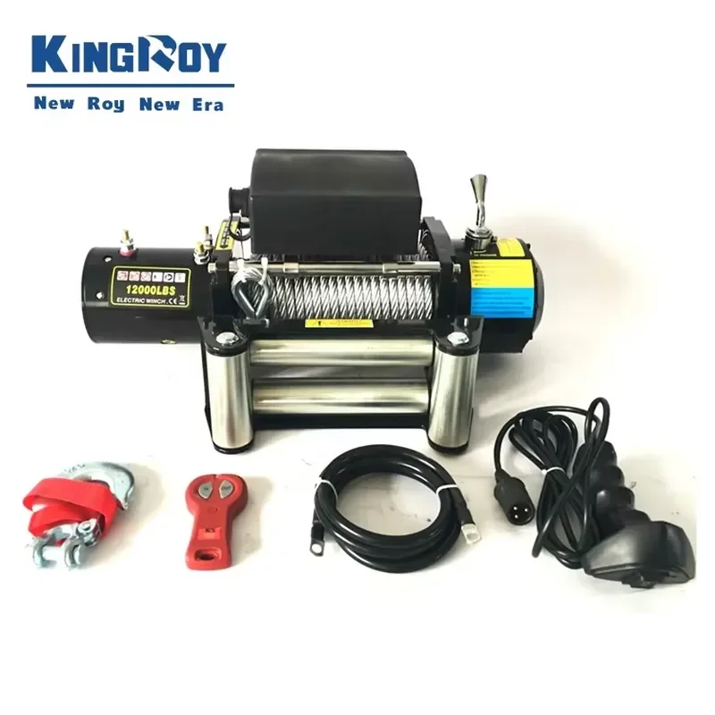 KingRoy 24 Volts 12v Electric Winch 12000 Lbs 4x4 Remote Control Kits 4x4 Off-Road Electric Winch for Car