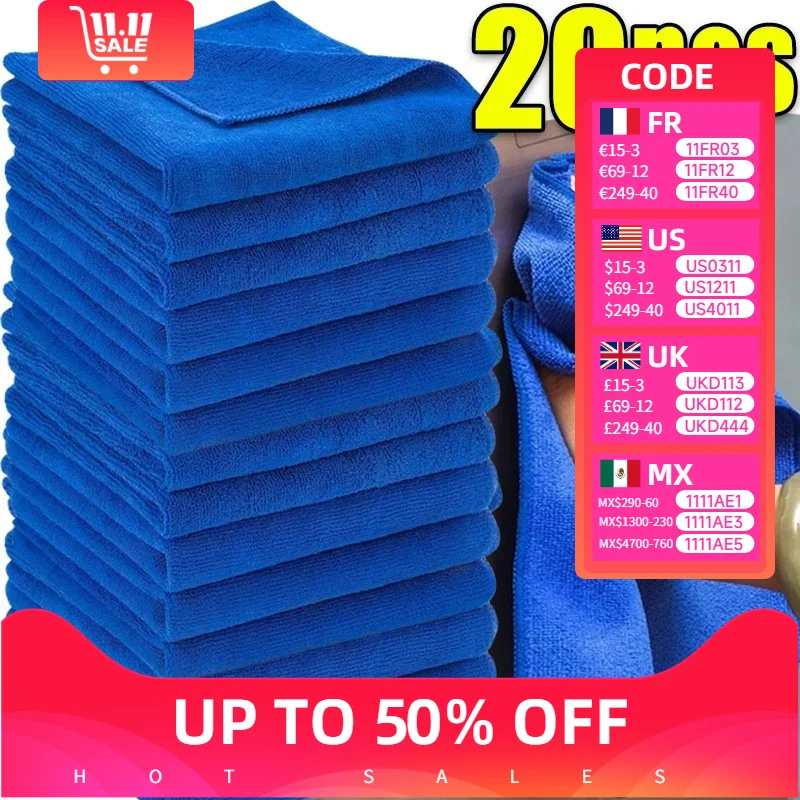 

1-20Pcs Microfiber Towels Car Wash Drying Cloth Towel Household Cleaning Cloths Auto Detailing Polishing Cloth Home Clean Tools