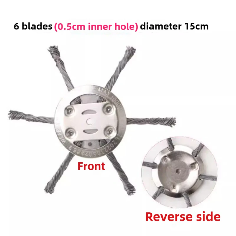 Robustes Unkrauttablett aus Stahldraht, 15,2 cm, 3 Köpfe, 6 Köpfe, Rasenkopf, Rostentfernung, Rasenmähermesser-Zubehör