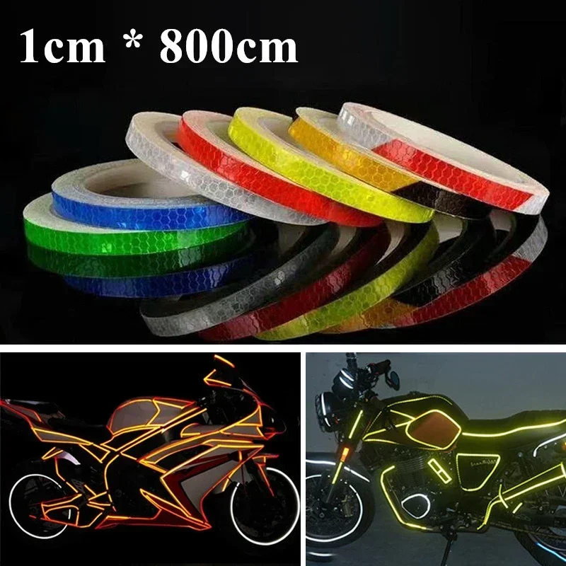 1cmx8m Bike Reflective Stickers Cycling Fluorescent Reflective Tape Bicycle Adhesive Tape Safety Decor Sticker Accessories