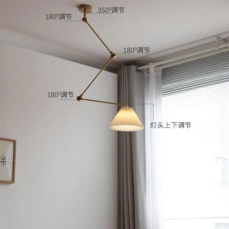 New Adjustable Dining Room Pendant Light for Nordic Design Island Kitchen Bedroom Desk Workstation Folded Pleated Lamp