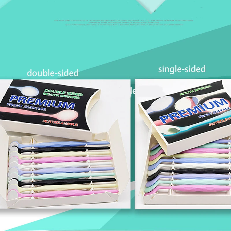 

10pcs Dental Single/Double Sided Mouth Mirrors Anti-Fog Non-Ghosting Multi-Color With Handle Oral Tooth Whitening Dentist Clinic