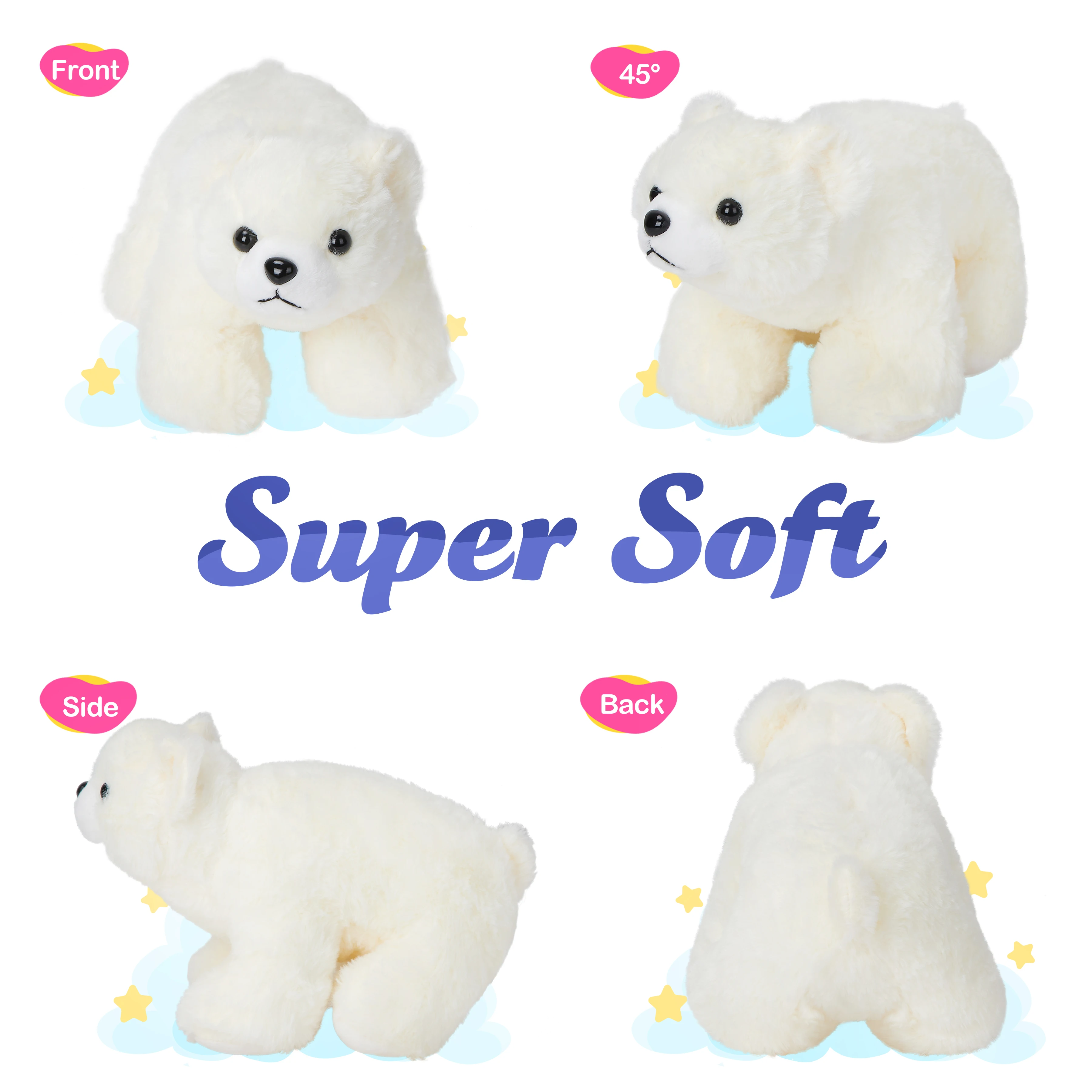 28cm White Polar Bear Doll Plush Toy Light-up Soft Cute High Quality PP Cotton Stuffed Animals for Girls Kids Luminous Toy