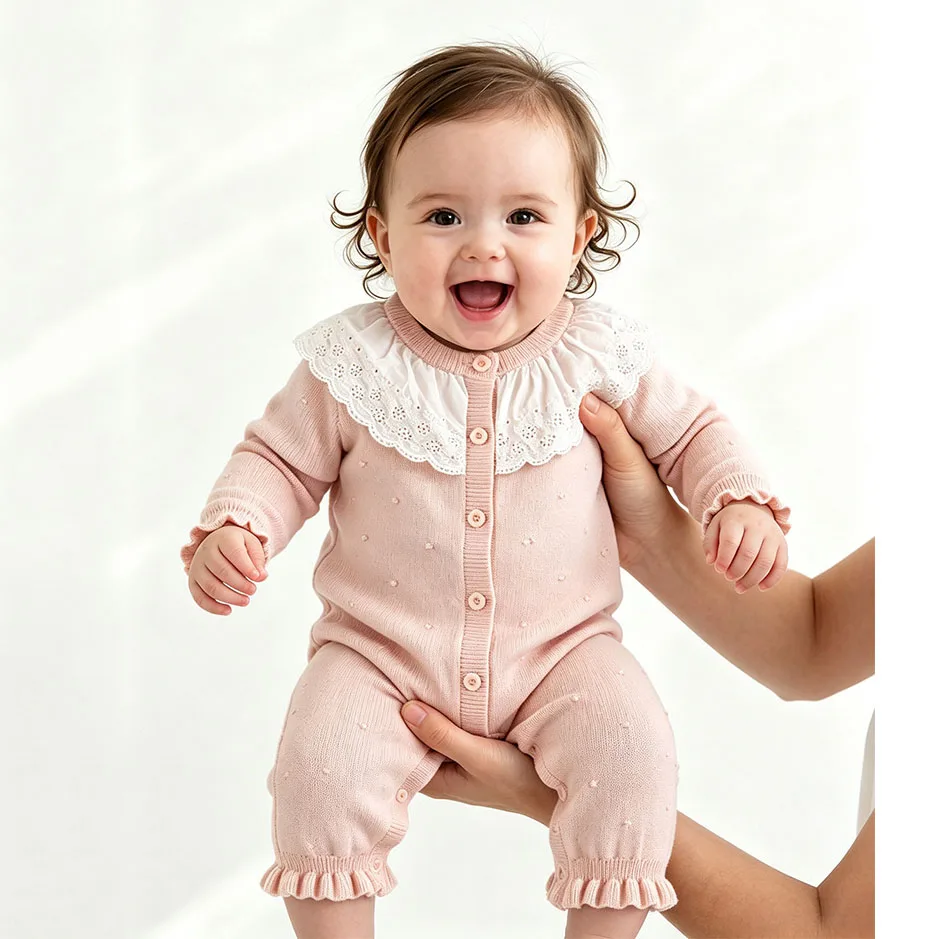 0-24M Newborn Kid Baby Girl Romper Sweater Cotton Winter Clothes Thick Warm Knit Jumpsuit Cute Sweet Outfit