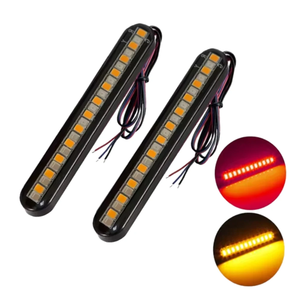 24 LED Moto Signal Lights Sequential Water Flowing Mini Strips Motorcycle Car Strips Led Turn Signal Lights Sticker 2Pcs