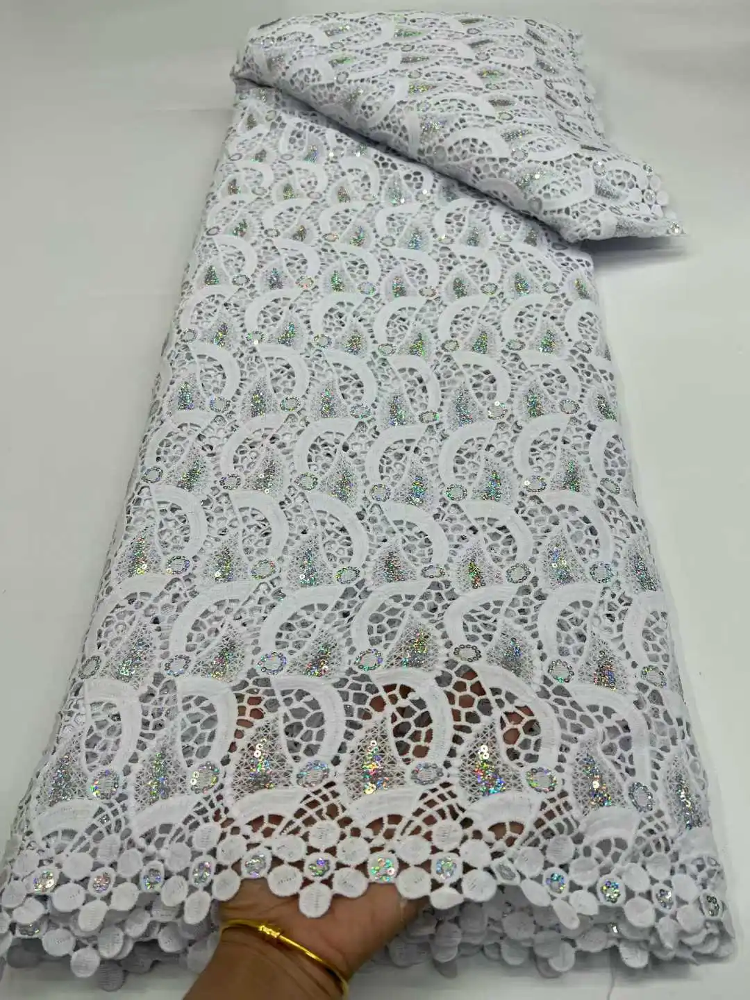 

Luxurious Nigerian African Sequins Lace Fabric 2026 High Quality Sequins Embroidery African French Lace Fabric For Sewing Dress