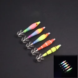 5pcs/bag 68mm UV Blowing Cloth Roll Luminous Tube Fishing Octopus Jig Wood Shrimp Bait Squid Hook pesca Fishing Explosion Hook