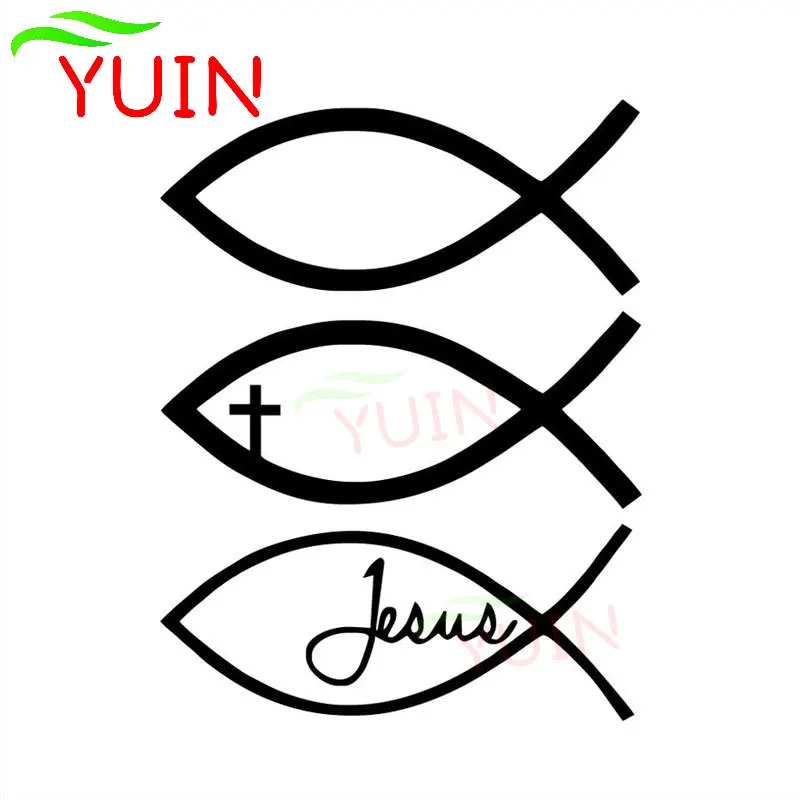 Car Sticker Jesus Fish God Christ Cross Decal Fashion PVC Decoration Auto Accessories High Quality Waterproof Sunscreen Decals