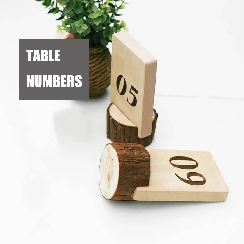 13CM Double Sides Standing Table Numbers Customized Desk Sign Plates Restaurant Cafe Bar Wooden Table Marker Reserved Seat Cards