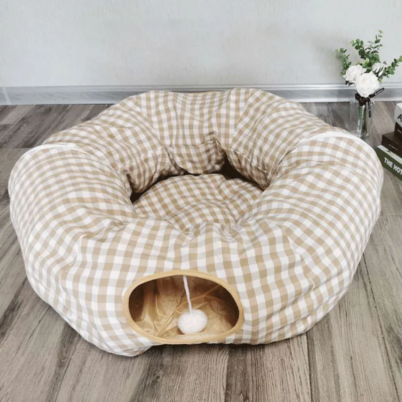 One Way Pet Tunnel Hot Selling Colorful Foldable Collapsible Kitten Tube Hideaway Crinkle Cat Long Polyester Tunnel