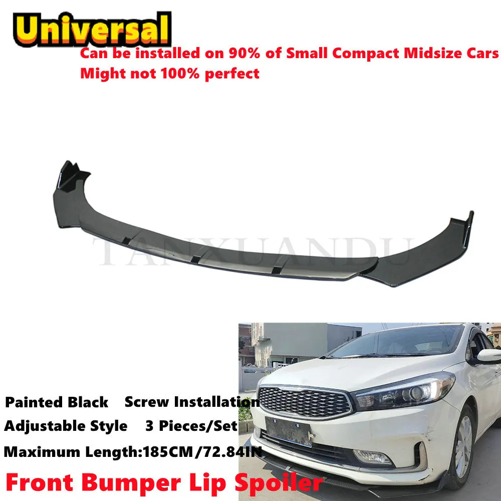 3Pcs/Set Universal Adjustable Front Bumper Lip Spoiler Splitter Wing Underbody Kit Fit For Kia Hyundai Honda Toyota Acura Ford