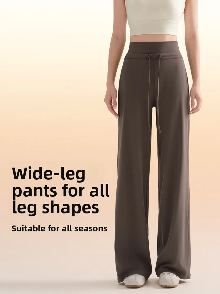 

High Waist Straight Leg Yoga Pants Women's Outdoor Wear Loose Fit Sports Large Size Autumn Trousers Casual Long Pants