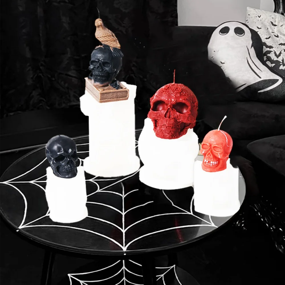3D gemusterte Totenkopf-Silikon-Kerzenform, zahnärztlicher Totenkopf-Harz-Seifenform für DIY-Aromatherapie-Kerzenherstellung, Desktop-Dekoration