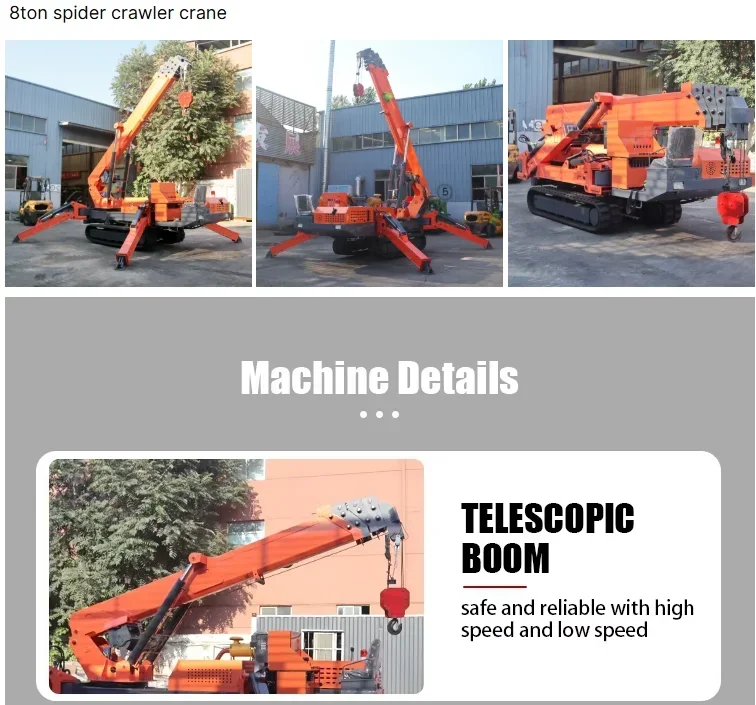 Long Performance Life 5 Ton Mini Spider Crawler Crane Narrow Access Spider Crane With Long Arm Fly Jib for Construction
