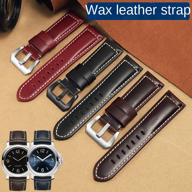 

Universal Various Brands Vintage Oil Wax Leather Watch Strap 20/22/24/26mm