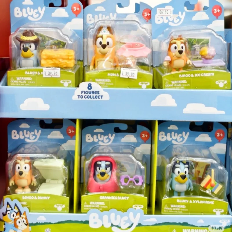 

Moose Bluey Friends Anime Figure Cartoons Bluey Bandit Chilli Bingo Family Role Play House Collection Model Toy Doll Gift