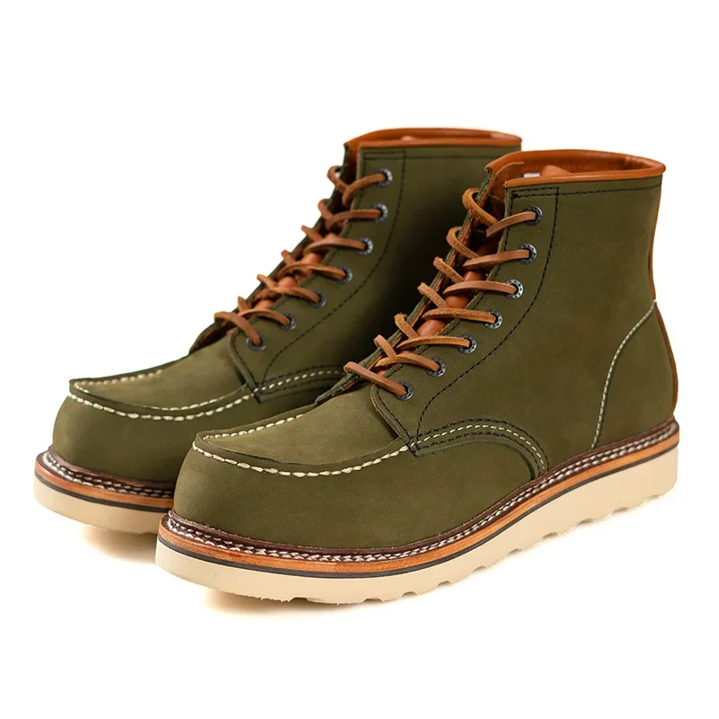 

New 1907 Autumn Winter Vintage Men Casual Cow Leather Shoes Handmade Goodyear-Welted Dress Ankle Boots Motorcycle Boots