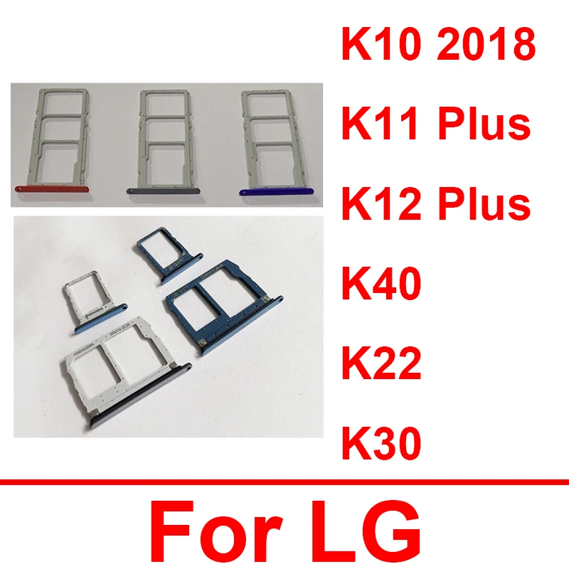 Suporte de bandeja para cartão sim, para lg k10 2018 k11 k12 k30 plus k22 k40, memmória sim, adaptador de slot para cartão sim, peças de reposição para reparo
