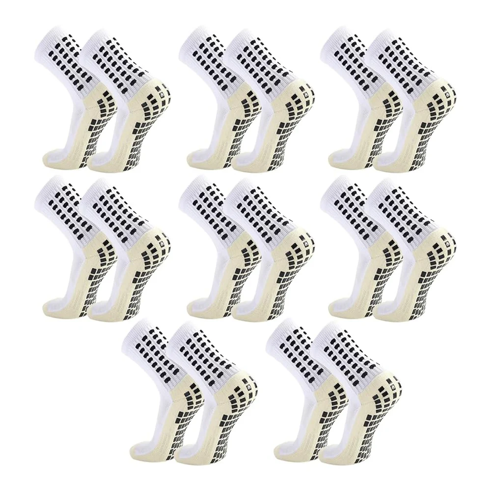 8 Pairs Men\'s Soccer Socks Anti Slip Non-Slip Grip Pads for Football Basketball Sports Grip Soccer Socks