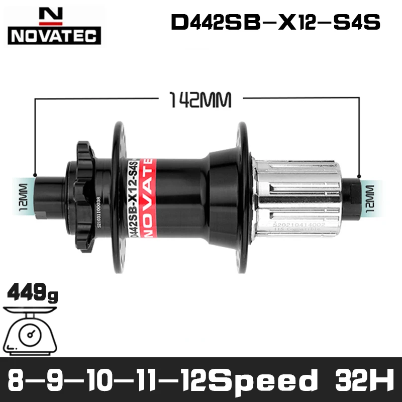 Novatec D442SB-B12 Boost 148mm x 12mm Thru Axle 142x12mm 32-hole 6