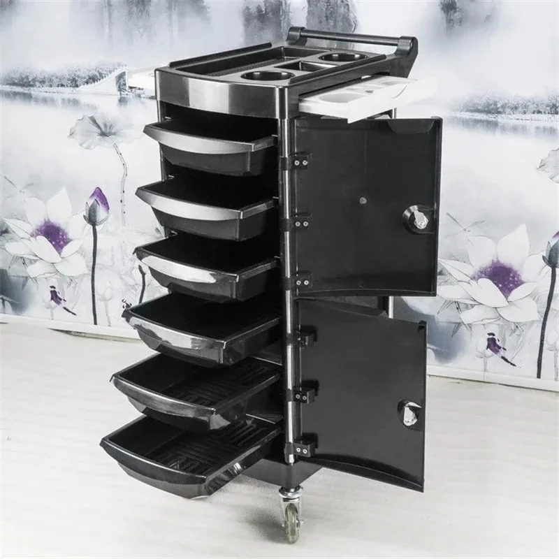 & Dust-Proof Salon Tool Cabinet Creative Barber Shop Salon Trolleys Modern Hairdressing Cart with Lock Salon Perming Tool Trolle