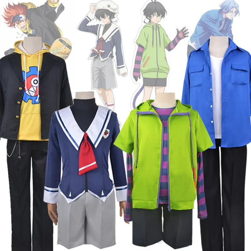 Anime SK8 De Infinity Reki Kyan Cosplay Kostuum Geel Hoodie Sweater Jas Sk Acht Rode Pruik Skateboard Outfit