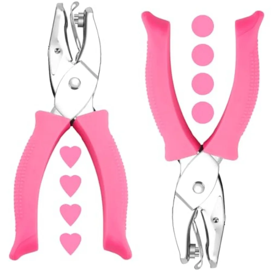 

Single Hole Punch Kit, Durable Stainless Steel Hole Punchers with 1/4" Heart and Round Punch, Perfect for Scrapbooking, Card Ma