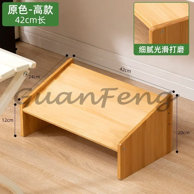 Ergonomic Adjustable Bamboo Office Footrest with Three-Position Support Inclined Surface Design for Comfortable Leg Positioning