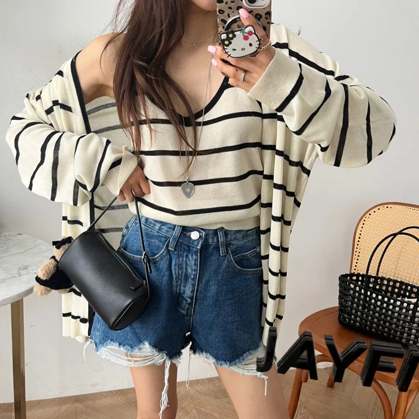 

Корейский вязаный кардиган Sle Chic Long Sve, топ Lazy Faion, комплект из двух предметов, женский комплект для поездок на работу, зимний сезон, взрослый размер