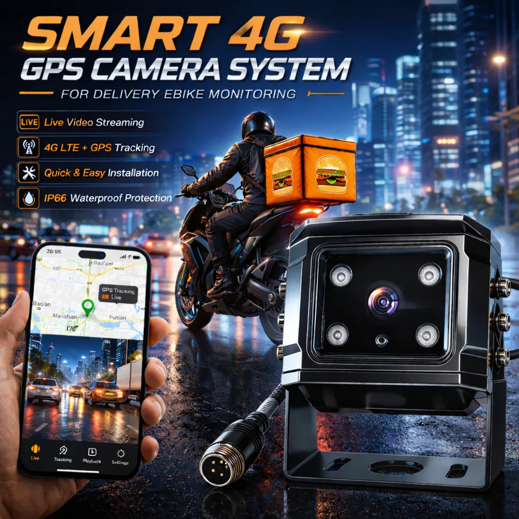 1080P Delivery Rider Camera 4G GPS Tracking Motorcycle Camera Real Time Video Delivery Rider Fleet Management System