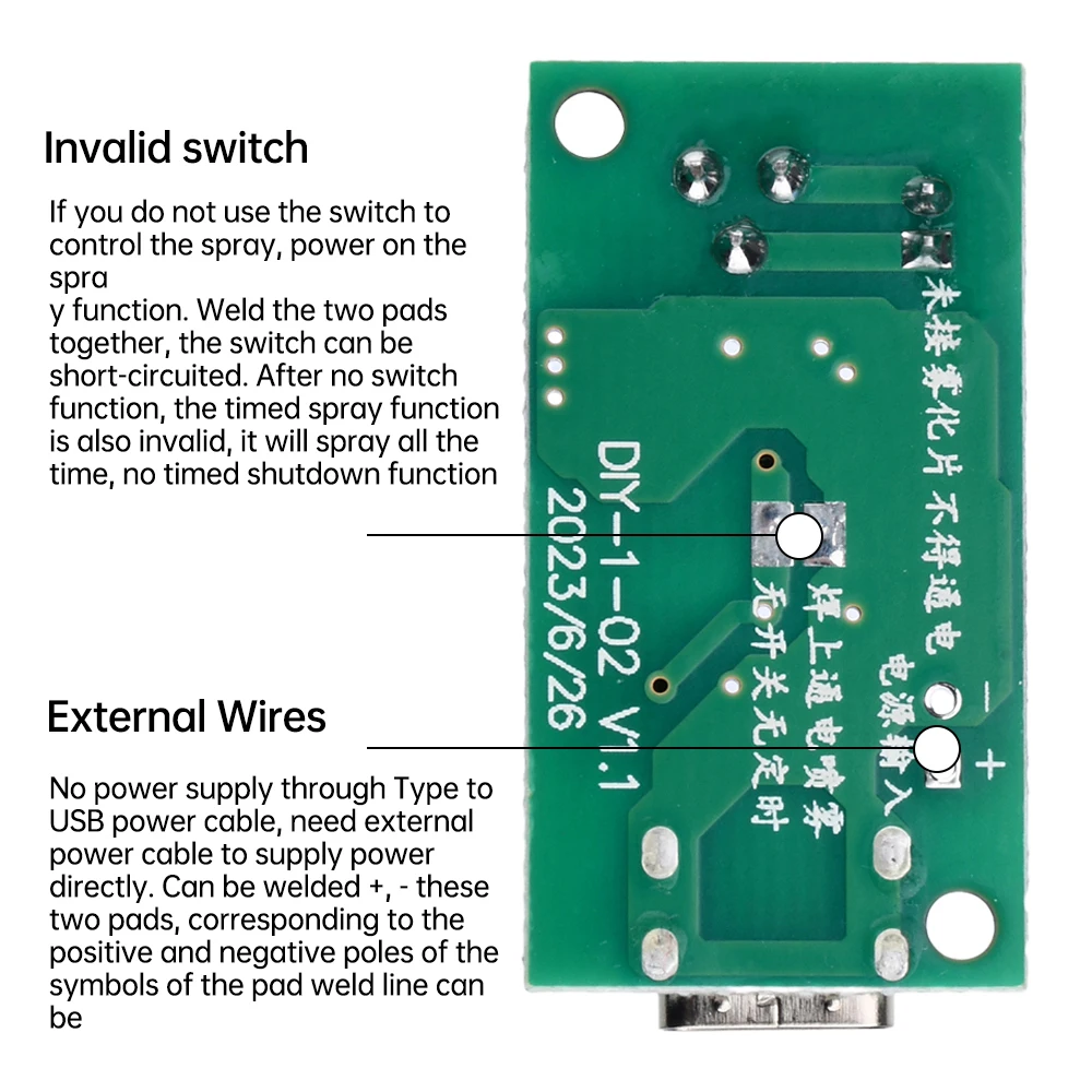 USB Ultrasonic Spray Umidificador, Atomizador Módulo Drive, Pacote DIY, Interface USB, DC 5V