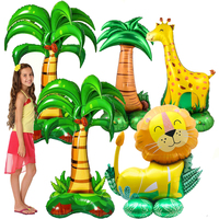 Large Safari Animal Palm Coconut Tree Balloon Standing Lion Giraffe Foil Balloon Jungle Birthday Tropical Party Decoration Favor